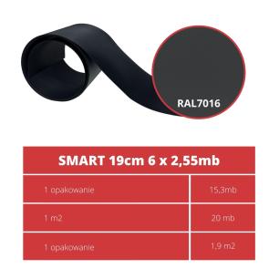 Taśma ogrodzeniowa PASKI 6 x 2,55mb SMART 19cm PROTECTO™ GRAFIT + 12 klipsów GRATIS