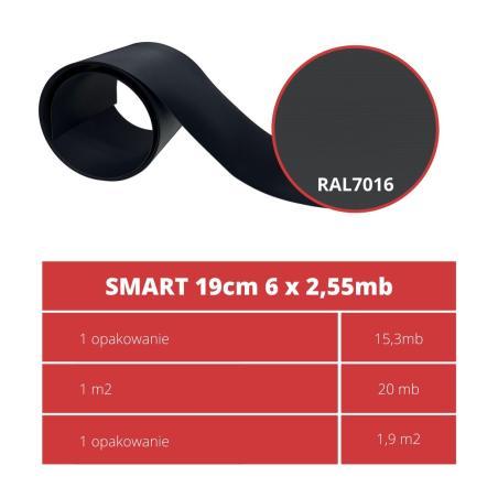 Taśma ogrodzeniowa PASKI 6 x 2,55mb SMART 19cm PROTECTO™ GRAFIT + 12 klipsów GRATIS
