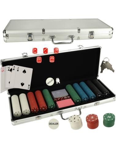 Poker zestaw do gry w walizce 500 żetonów 2 talie kart  Gadżety KX4409-IKA 1