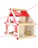 Domek dla lalek drewniany biało-różowy + mebelki 36cm  Lalki i akcesoria KX4351-IKA 2