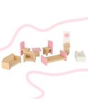 Domek dla lalek drewniany biało-różowy + mebelki 36cm  Lalki i akcesoria KX4351-IKA 6