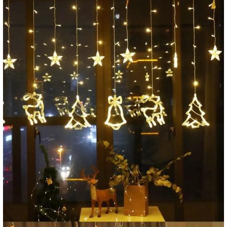 Lampki LED kurtyna renifer 2,5m 138LED ciepły biały