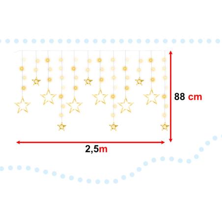 Lampki LED kurtyna gwiazdki 2,5m 138LED ciepły biały