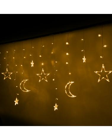 Lampki LED kurtyna księżyc gwiazdki 2,5m 138LED ciepły biały  Dekoracje KX4279-IKA 1