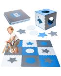 Puzzle piankowe mata dla dzieci 180x180cm 9 elementów szaro-niebieska  Edukacyjne zabawki KX4506-IKA 2