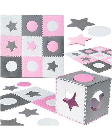 Puzzle piankowe mata dla dzieci 180x180cm 9 elementów szaro-różowa  Edukacyjne zabawki KX4506_1-IKA 1