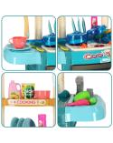 Kuchnia plastikowa dla dzieci z oświetleniem i kranem niebieska  Edukacyjne zabawki KX4306-IKA 6