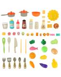 Kuchnia plastikowa dla dzieci z kranem światłami zestaw 77 elementów  Edukacyjne zabawki KX4304-IKA 9