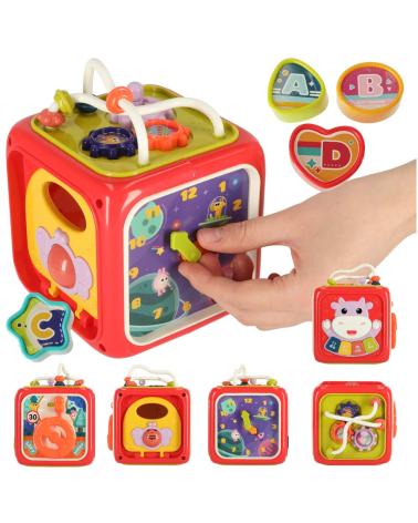 Zabawka edukacyjna interaktywna sensoryczna manipulacyjna kostka sorter klocków  Edukacyjne zabawki KX4291-IKA 1