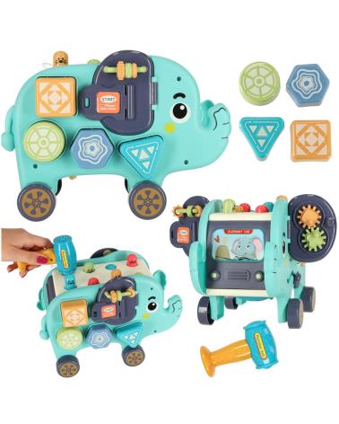 Słonik interaktywny montessori wbijak sorter klocki młotek 26cm  Edukacyjne zabawki KX4289-IKA 1