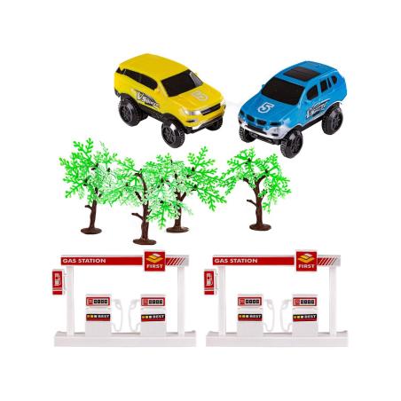 Duży Tor Samochodowy Wyścigowy Parking Garaż  236 Elementów Elektryczny Wielopoziomowy
