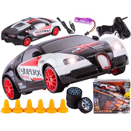 Samochód Do Driftu, Auto RC Drift 1:24 2,4 GHz 4WD CZARNO-BIAŁE BUGATTI  Samochody na zdalne sterowanie SC24A10-KJA 1