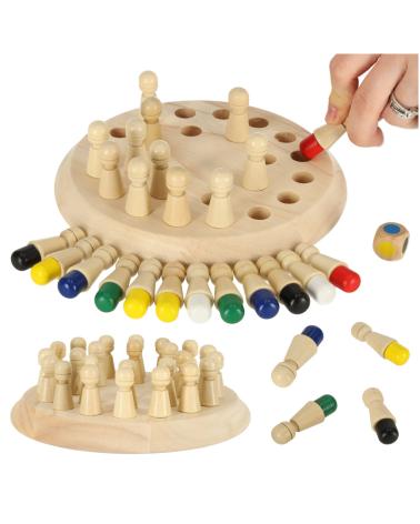Gra logiczna memory chińczyk dopasuj kolory drewniana  Edukacyjne zabawki KX6212-IKA 1