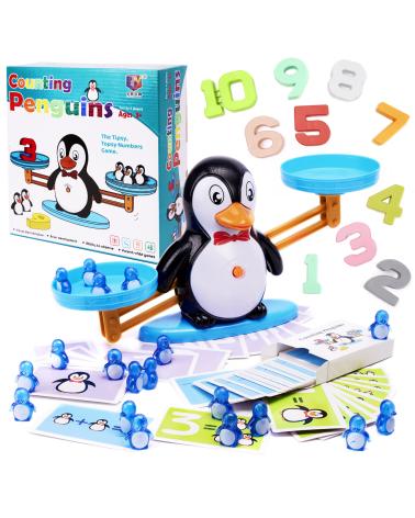 Waga szalkowa edukacyjna nauka liczenia pingwin duża  Edukacyjne zabawki KX6380_2-IKA 1