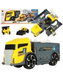 TIR laweta ciężarówka samochód transporter naczepa 2w1 parking resoraki auta żółte  Pozostałe zabawki dla dzieci KX6035-IKA 1