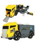 TIR laweta ciężarówka samochód transporter naczepa 2w1 parking resoraki auta żółte  Pozostałe zabawki dla dzieci KX6035-IKA 4