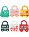 Gra edukacyjna łamigłówka samochodziki klocki kłódki zabawka sensoryczna Montessori  Edukacyjne zabawki KX4615-IKA 4