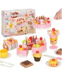 Tort urodzinowy do krojenia kuchnia 75 elementów różowy  Pozostałe zabawki dla dzieci KX9745-IKA 9