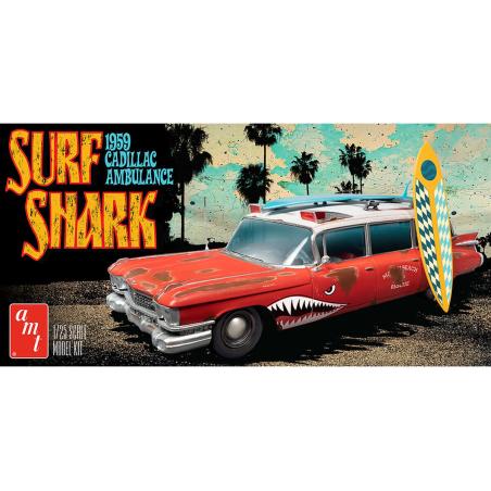 Model Plastikowy - Samochód 1:25 Surf Shark 1959 Cadillac Ambulance AMT Modele do sklejania AMT1242-KJA 1