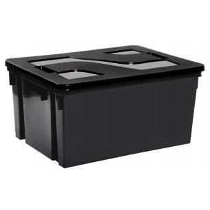 Pojemnik plastikowy 50L HANDLING z pokrywą CIEMNO-SZARE