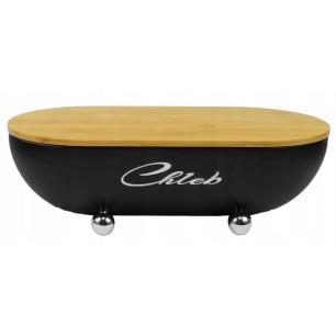 Chlebak z deską do krojenia czarny 33,5 x 17 x 10,5cm