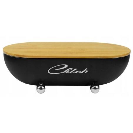 Chlebak z deską do krojenia czarny 33,5 x 17 x 10,5cm