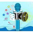 MIKROFON KARAOKE BEZPRZEWODOWY GŁOŚNIK BLUETOOTH NIEBIESKI