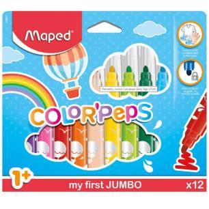 Flamastry markery w pudełku z zawiasami dla maluchów Jumbo Color 12 kolorów Maped