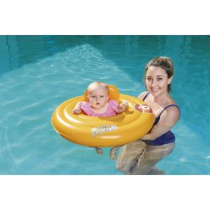 BESTWAY 32096 Kółko do pływania dla niemowląt koło pontonik dla dzieci z siedziskiem pomarańczowe max 15kg 6-18miesięcy