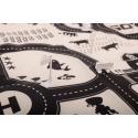 Mata do zabawy miasto ulica + znaki drogowe wodoodporna kremowa 130x100cm