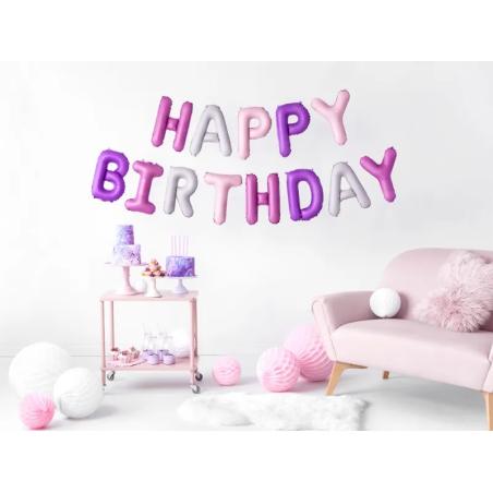 Balon foliowy dekoracja urodzinowa Happy Birthday tęczowa 340cm x 35cm