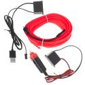 Oświetlenie ambientowe LED do samochodu / auta USB / 12V taśma 5m czerwona