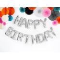 Balon foliowy dekoracja urodzinowa Happy Birthday srebrna 340cm x 35cm