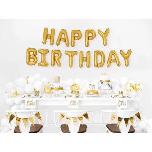 Balon foliowy dekoracja urodzinowa Happy Birthday złota 340cm x 35cm