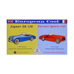 Model plastikowy - Samochody European Cool - Jaguar XK-120 / Ferrari 250 - Glencoe Models (2szt)