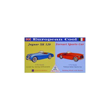 Model plastikowy - Samochody European Cool - Jaguar XK-120 / Ferrari 250 - Glencoe Models (2szt)