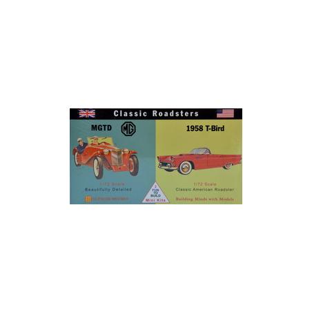 Model plastikowy - Samochody Classic Roadsters - MG-TD / 1958 T-Bird - Glencoe Models (2szt)