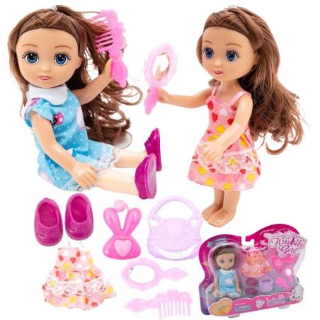Lalka MAŁA DZIEWCZYNKA Kaibibi Brunetka 2 Sukienki  A1