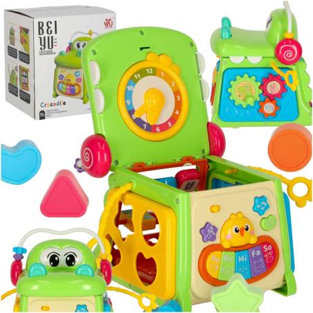 Kostka edukacyjna sorter z pianinkiem krokodyl 4w1