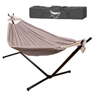 Hamak ze stelażem ogrodowy dwuosobowy huśtawka stelaż stojak do hamaka duży mocny + pokrowiec 200cm 100kg