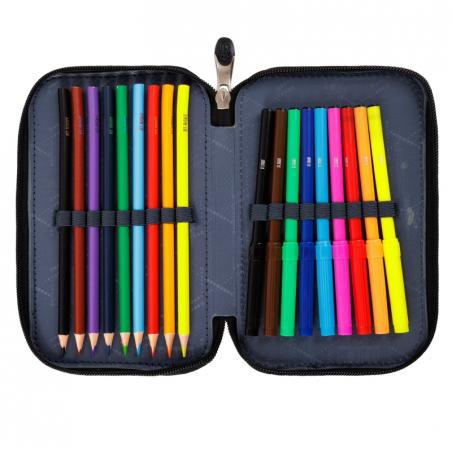 Piórnik dwupoziomowy z wyposażeniem Black cats PC-04 koty G2