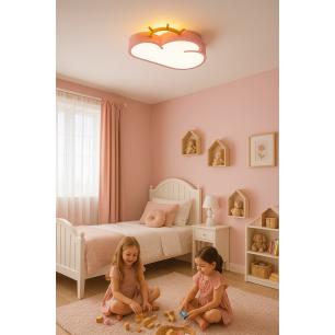 Lampa LED sufitowa plafon do pokoju dziecięcego ściemniana LUMELA + pilot chmurka różowa