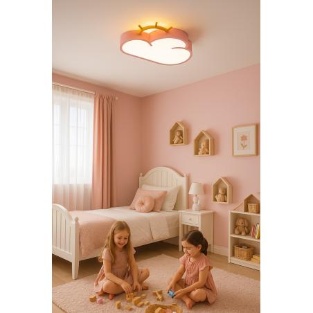 Lampa LED sufitowa plafon do pokoju dziecięcego ściemniana LUMELA + pilot chmurka różowa