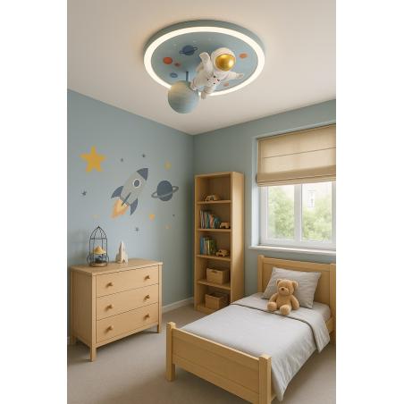 Lampa LED sufitowa plafon do pokoju dziecięcego ściemniana LUMELA + pilot astronauta