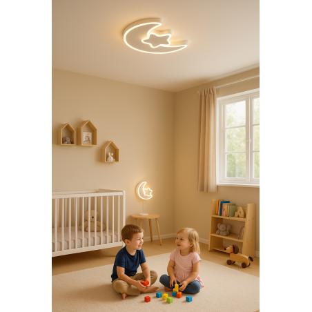 Lampa LED sufitowa plafon do pokoju dziecięcego ściemniana LUMELA + pilot księżyc biała