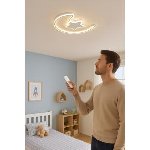 Lampa LED sufitowa plafon do pokoju dziecięcego ściemniana LUMELA + pilot księżyc biała