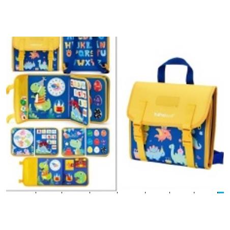 Tablica manipulacyjna sensoryczna montessori walizka plecak niebieska