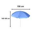 Parasol ogrodowy plażowy regulowany łamany składany UV 150cm niebieski