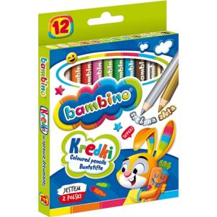 Kredki w oprawie drewnianej 12 kolorów Bambino  G2