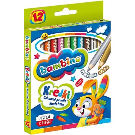 Kredki w oprawie drewnianej 12 kolorów Bambino  G2